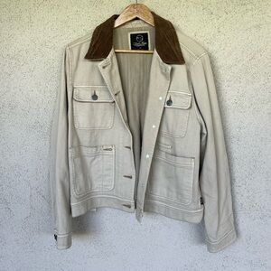 Junk Food Clothing Beige Jacket with Brown Collar